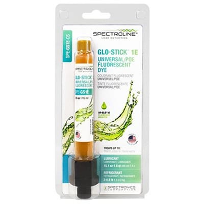 Spectroline GLO-STICK Tracer - R22, R23, R32, R50 (Metan), R134A, R290, R404A, R407A, R407C, R407F, R410A, R417A, R438A, R448A, R449A, R450A, R452A, R452B, R453A, R454A (XL40), R454B (XL41), R454C (XL20), R507, R513A, R600, R600A, R717 (NH3), R744 (CO2), R1233ZD, R1234YF, R1234ZE, R1270, SF6, 1,40-2,20kg, 0,45-1,50L, 15ml, SPE-GS1E-CS