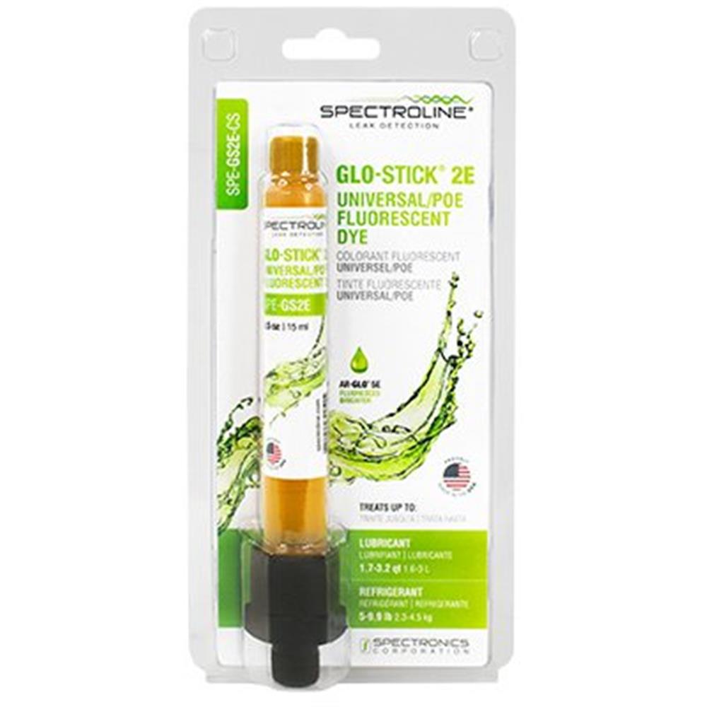 Spectroline GLO-STICK Tracer - R22, R23, R32, R50 (Metan), R134A, R290, R404A, R407A, R407C, R407F, R410A, R417A, R438A, R448A, R449A, R450A, R452A, R452B, R453A, R454A (XL40), R454B (XL41), R454C (XL20), R507, R513A, R600, R600A, R717 (NH3), R744 (CO2), R1233ZD, R1234YF, R1234ZE, R1270, SF6, 2,30-4,50kg, 1,60-3,00L, 15ml, SPE-GS2E-CS