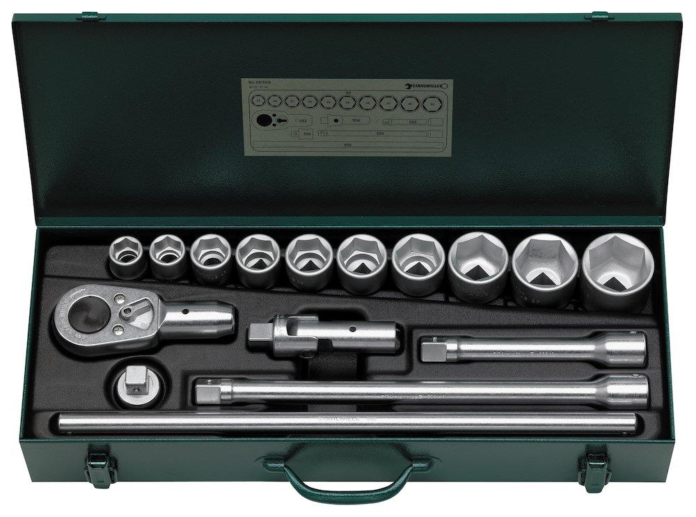 Stahlwille 55/10/6 Socket Wrench Set 22-50 mm - 3/4", 16PCS