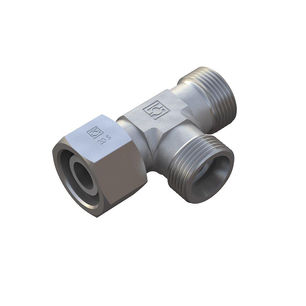 Stauff FI-ELD Adjustable Tee Connector steel zinc/nickel light - 10mm, 500bar
