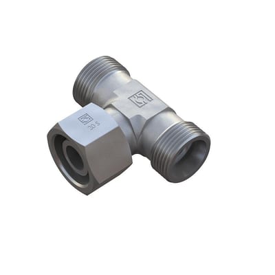 Stauff FI-ETD Adjustable Tee Connector steel zinc/nickel light - 8mm, 500bar