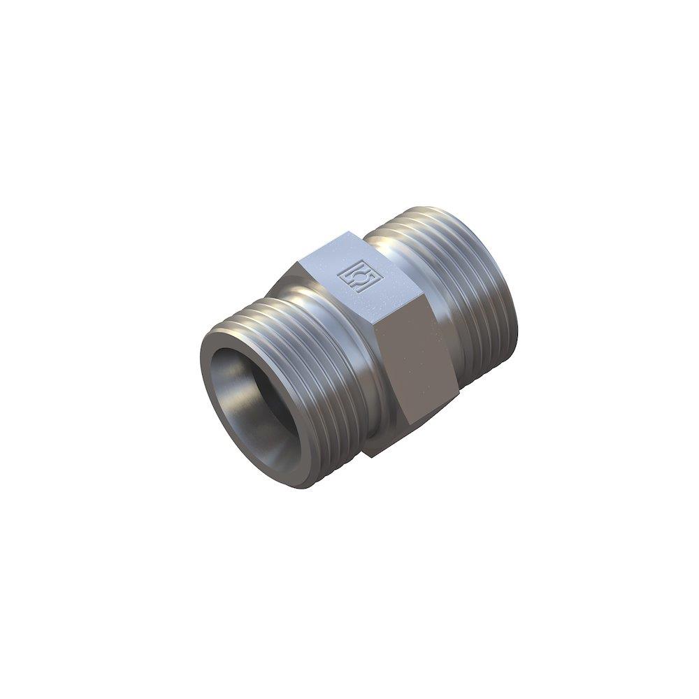 Stauff FI-G Straight Connector steel zinc/nickel light - 42mm, 42mm, 250bar