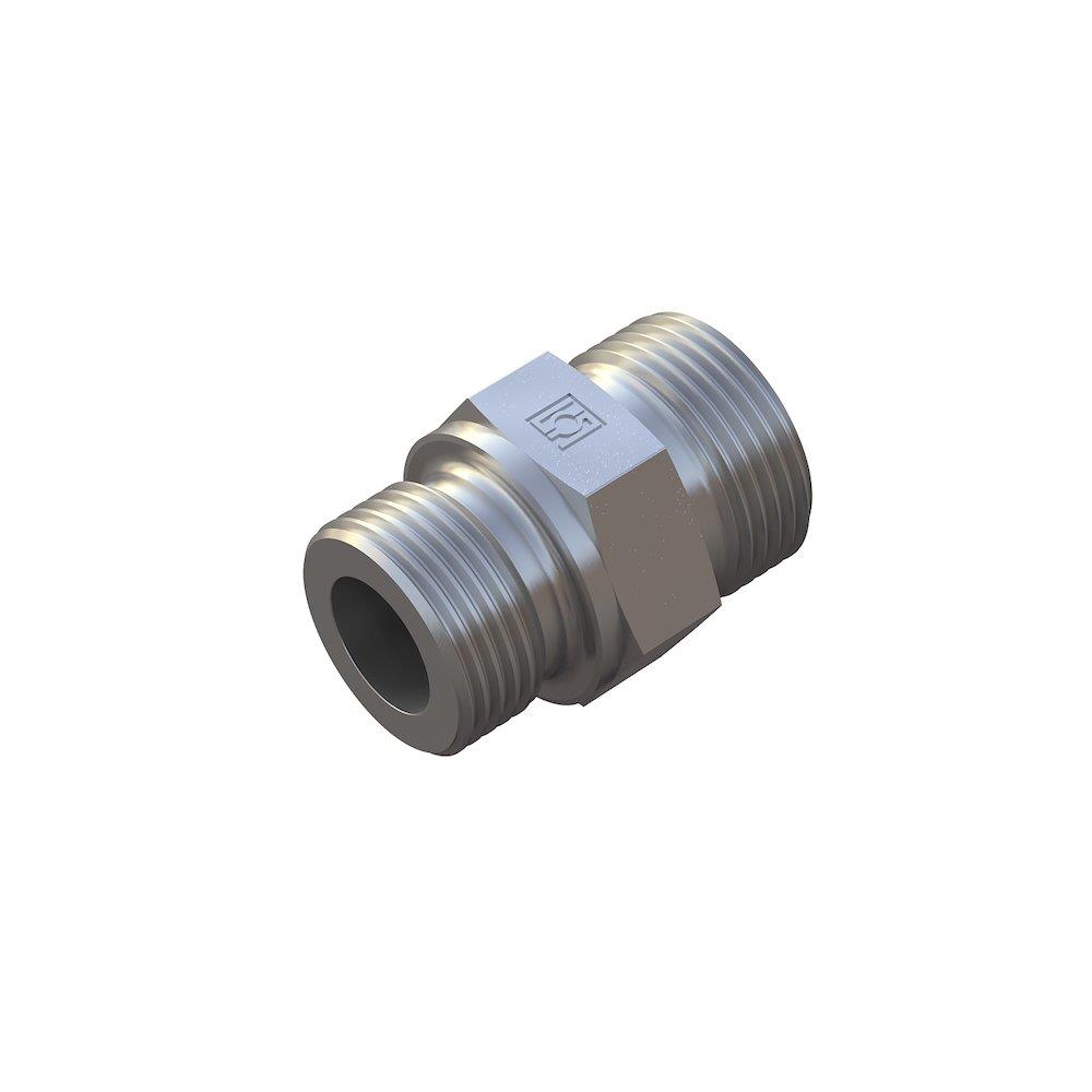 Stauff FI-GE Straight Insertion steel zinc/nickel nipple BSPP light - 12mm, 3/8", 400bar