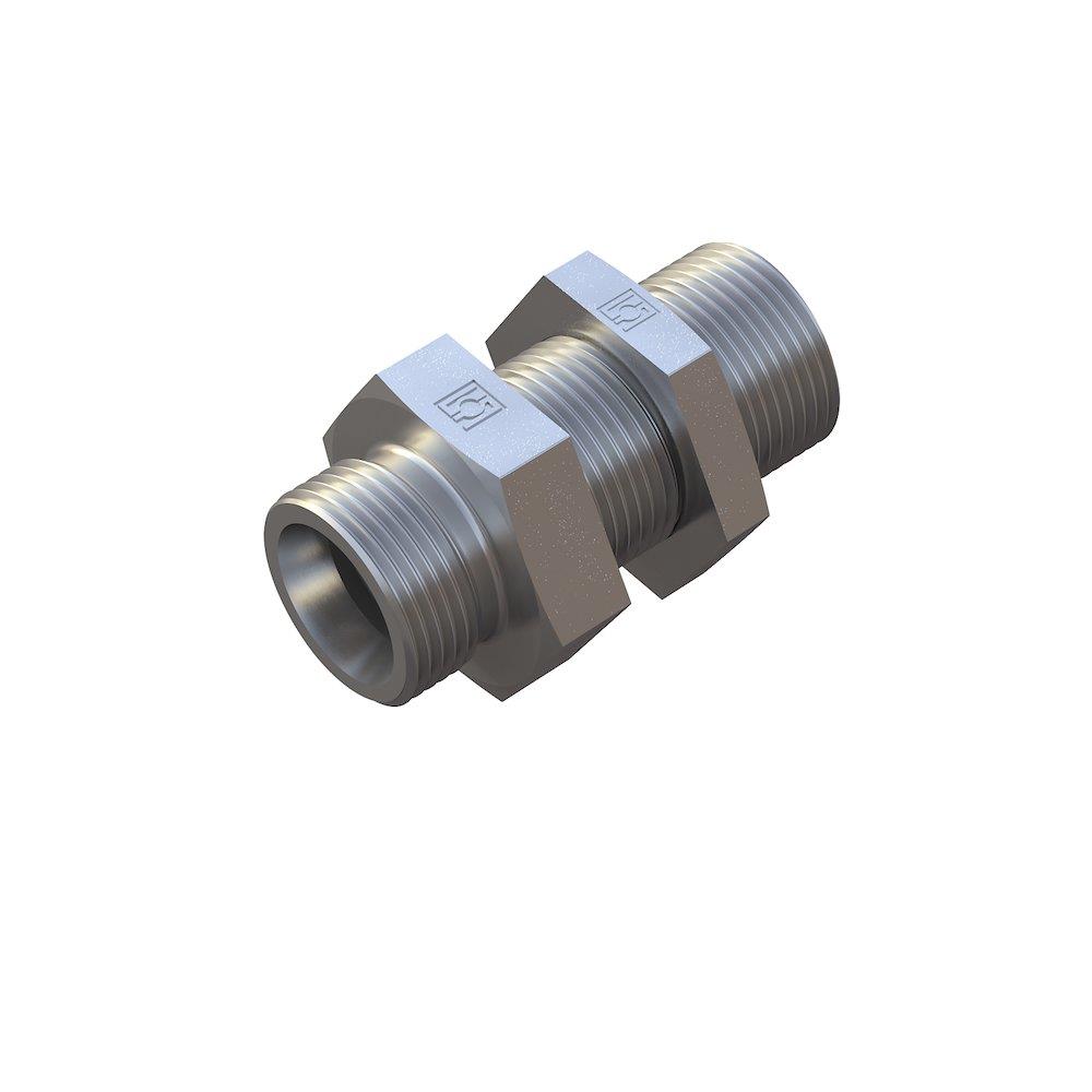 Stauff FI-GS Straight Bulkhead Connector steel zinc/nickel light - 28mm, 28mm, 250bar