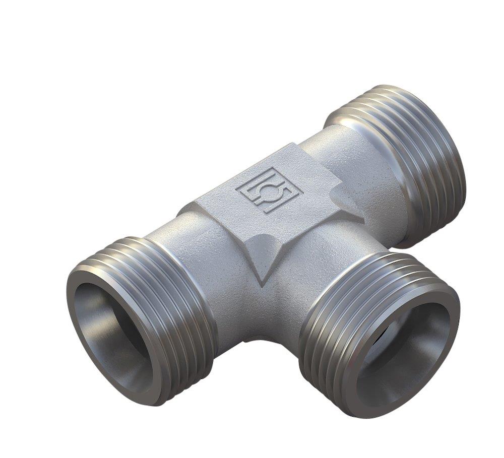 Stauff FI-T Union tee steel zinc/nickel light - 10mm, 500bar