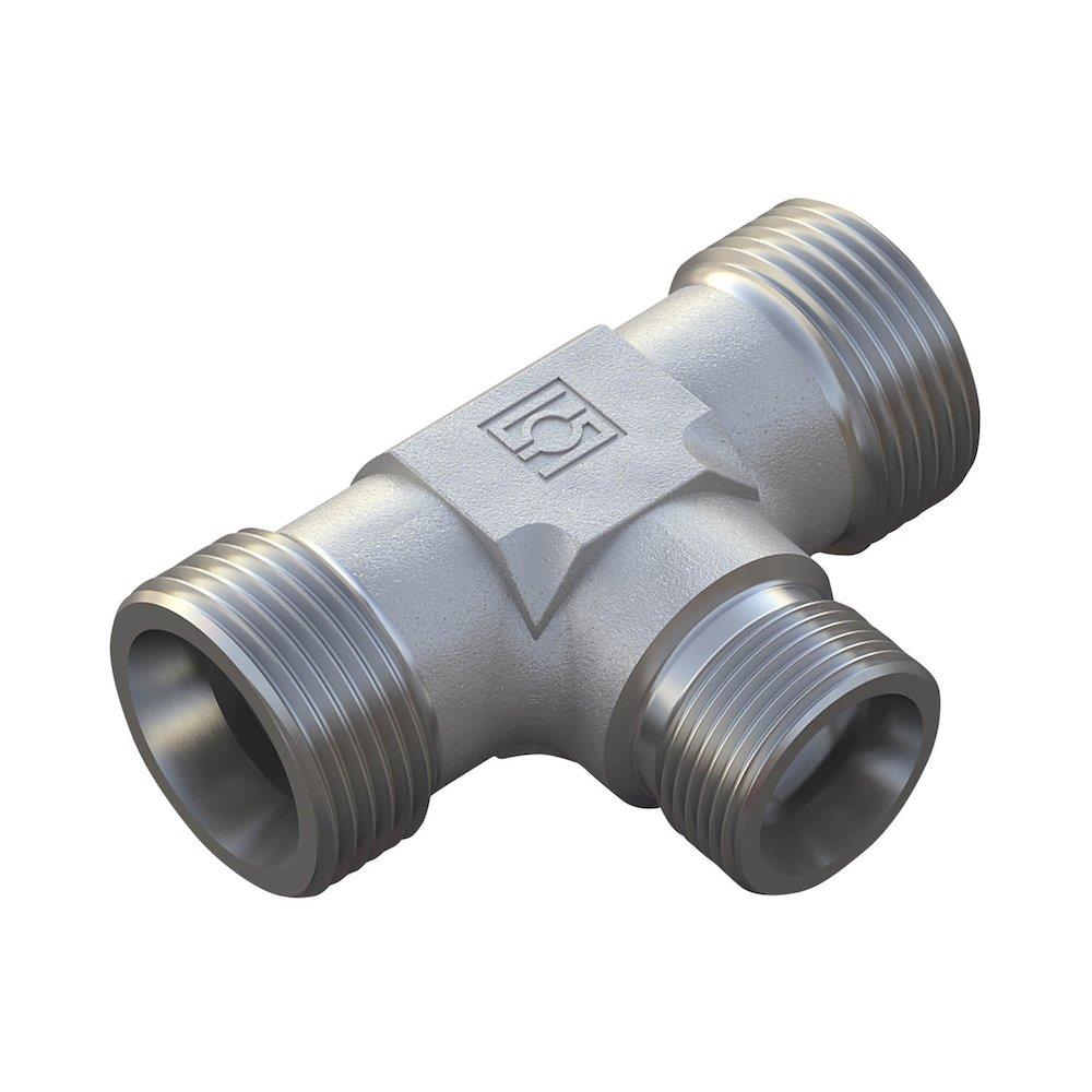 Stauff FI-T Union tee steel zinc/nickel light - 12mm, 8mm, 400bar