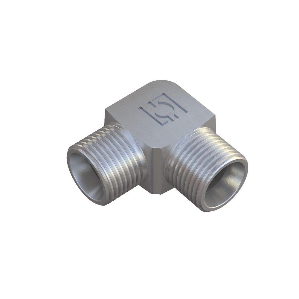 Stauff FI-W Angle Connector steel zinc/nickel light - 42mm, 42mm, 250bar, 90°