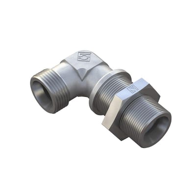 Stauff FI-WS Angle Bulkhead Connector steel zinc/nickel light - 12mm, 12mm, 315bar, 90°