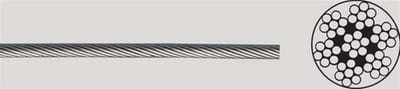 Steel wire - 1X19, 1mm, 80kg, stainless acid-resistant SS316