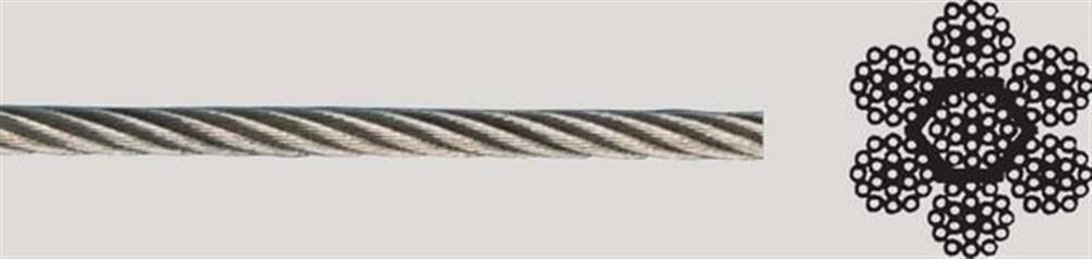 Steel wire - 7X19, 8mm, 3390kg, stainless acid-resistant SS316