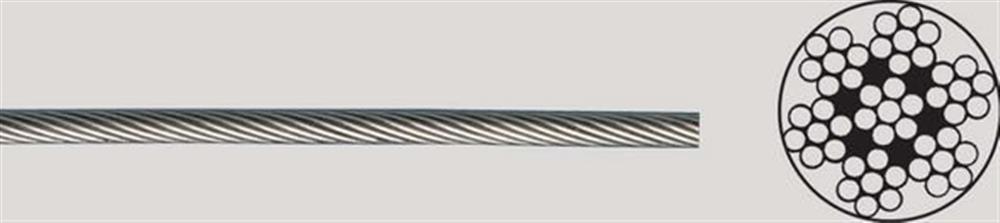 Steel wire - 7X7, 2mm, 230kg, stainless acid-resistant SS316
