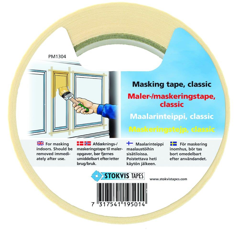 Stokvis Masking Tape with label beige - 38mm, 50M