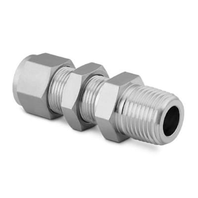 Swagelok SS-400-11-4 316 SS Tube Fitting, Bulkhead Male Connector, 1/4 in. tube OD x 1/4 in. male NPT
