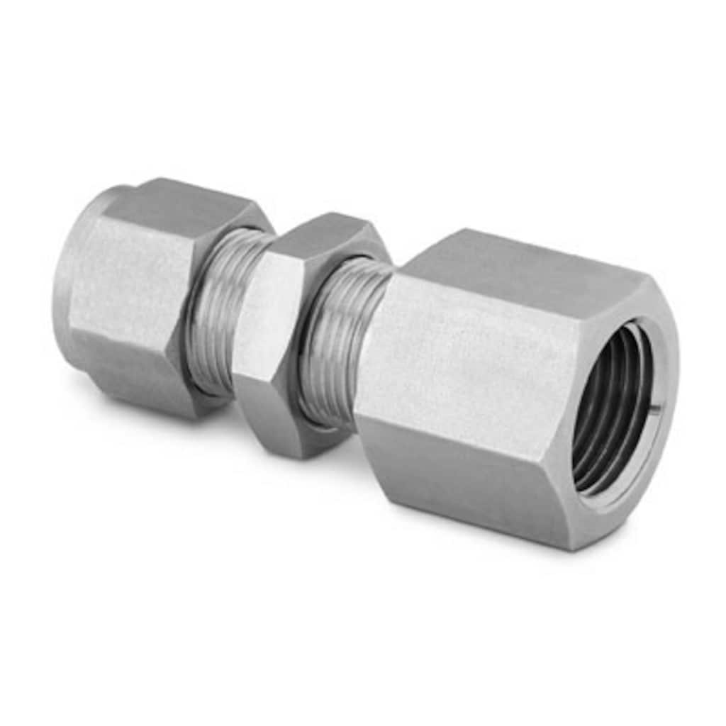 Swagelok SS-810-71-8 316 SS Tube Fitting, Bulkhead Female Connector, 1/2 in. tube OD x 1/2 in. female NPT
