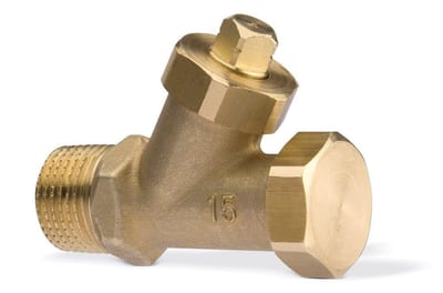 TA Drain Valve np/end socket - 15, Nipple/nipple, 1/2"