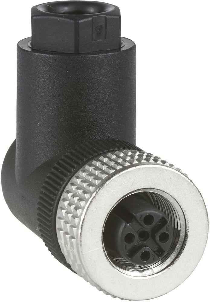 Telemecanique Sensors XZCC Connector Plug, 4P, M12 / PG7, Female Elbow, Screw Connection (7524681241)