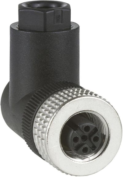 Telemecanique Sensors XZCC Connector Plug, 4P, M12 / PG7, Female Elbow, Screw Connection