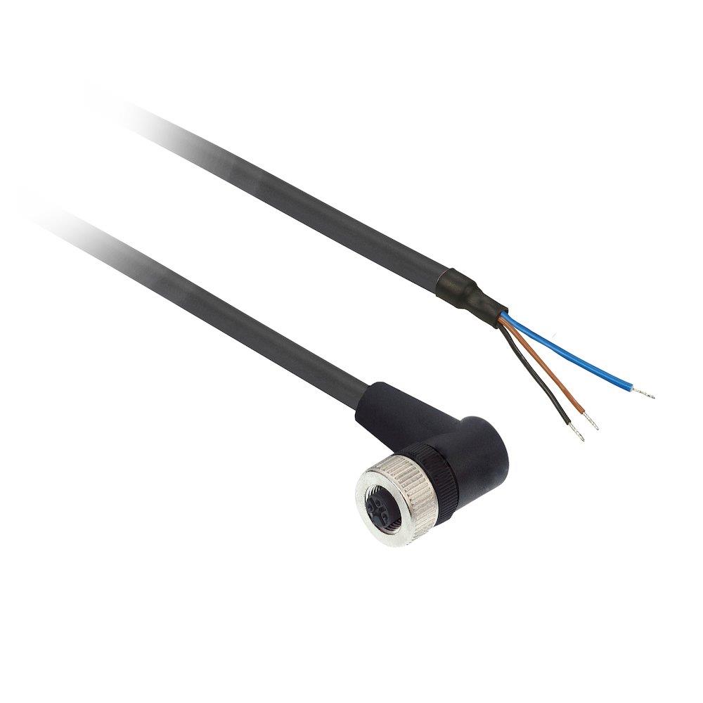 Telemecanique Sensors XZCP Sensor Cable - 3P, M12, Female angle, 5M, PUR-cable, black