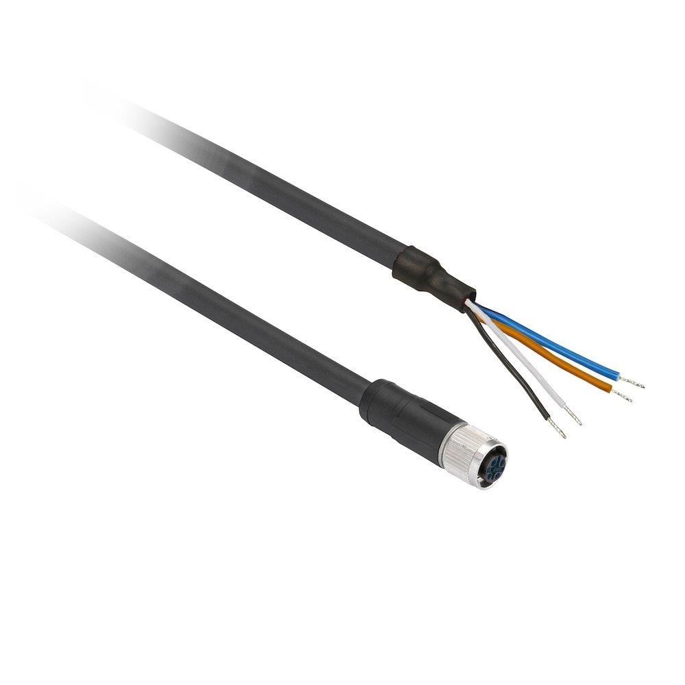 Telemecanique Sensors XZCP Sensor Cable - 4P, M12, Female straight, 5M, PUR-cable, black