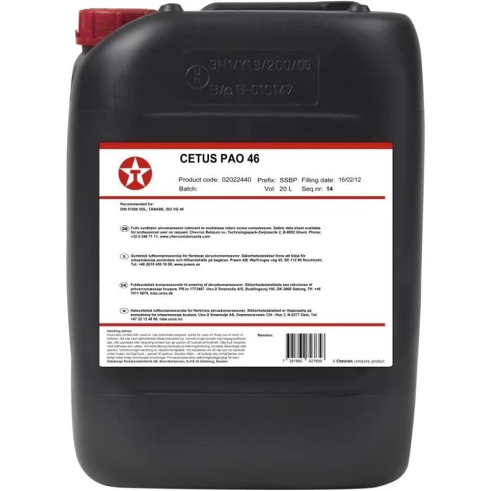 Texaco CETUS PAO 46 Compressor Oil can - 20L
