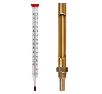 Thermometer short with metal housing - 1/2", -10/+120°C