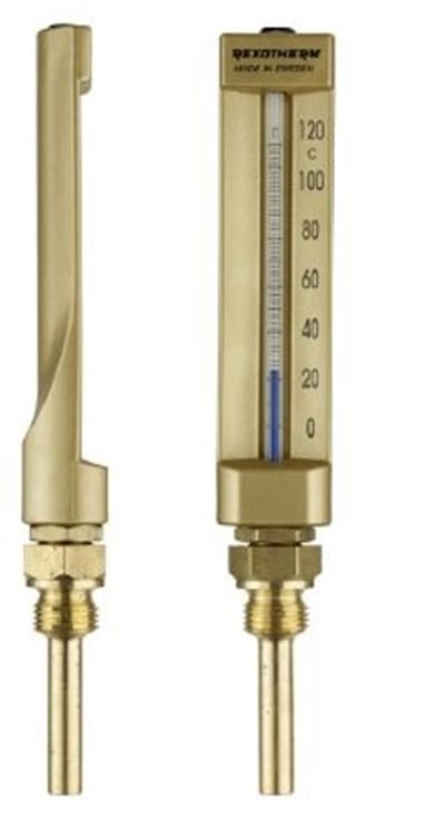Thermometer straight, heavy-duty - 1/2", 0-120°C, 63mm