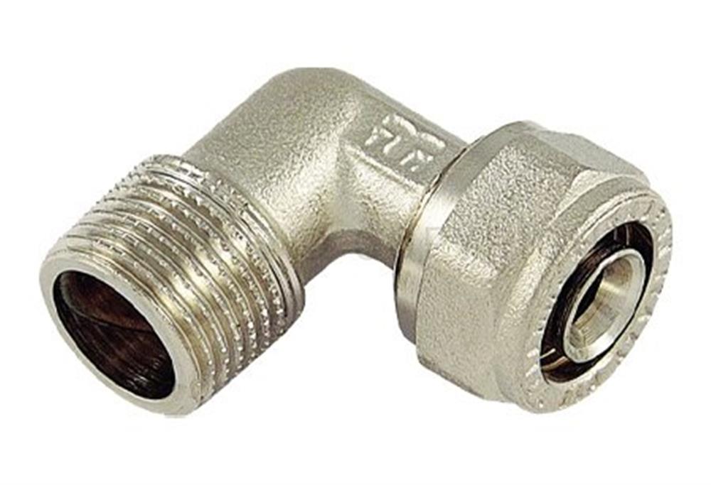 Tiemme Angle w. compression coupling - 16mm, 1/2", Nipple, 90°, without pres-end
