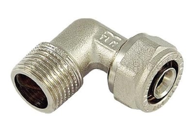 Tiemme Angle w. compression coupling - 16mm, 1/2", Nipple, 90°, without pres-end