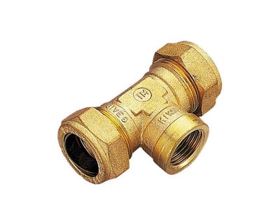 Tiemme T-Piece with socket - 22mm, 22mm, 1/2"