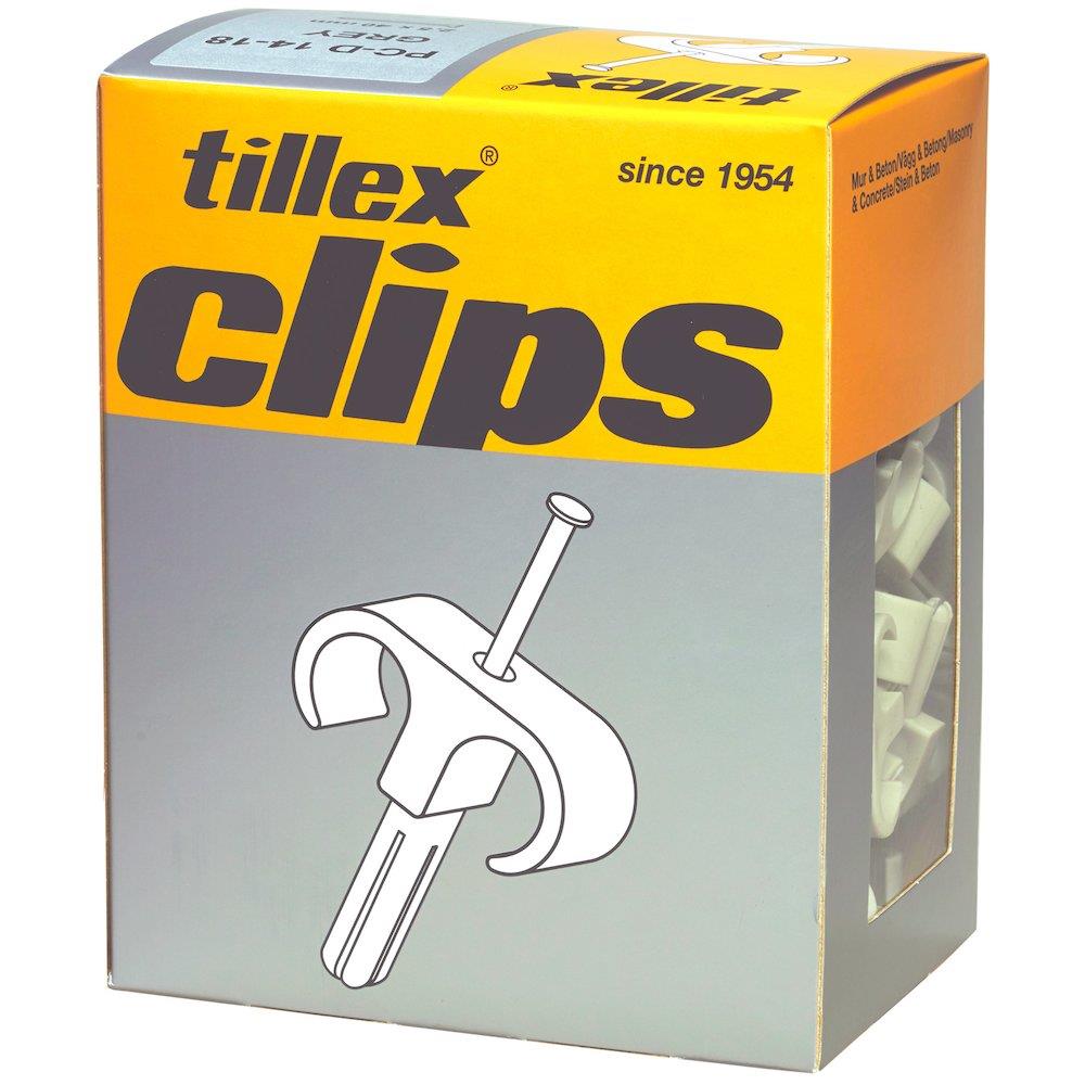 Tillex PC-D 14-18G Cable Clip double with plug - grey, 14 - 18mm, 2,5 x 40mm