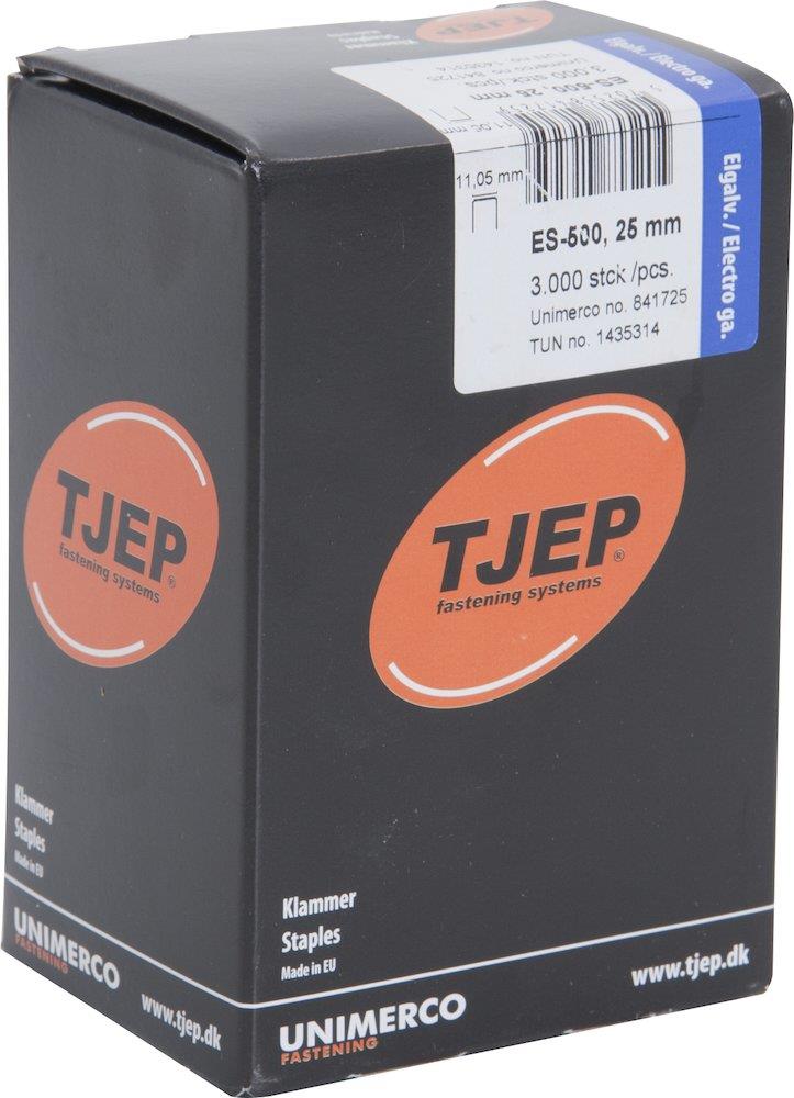 Tjep ES-500 Staple Gun Clips, Electro-Galvanised - 25 x 10.8 mm, 3000 pcs