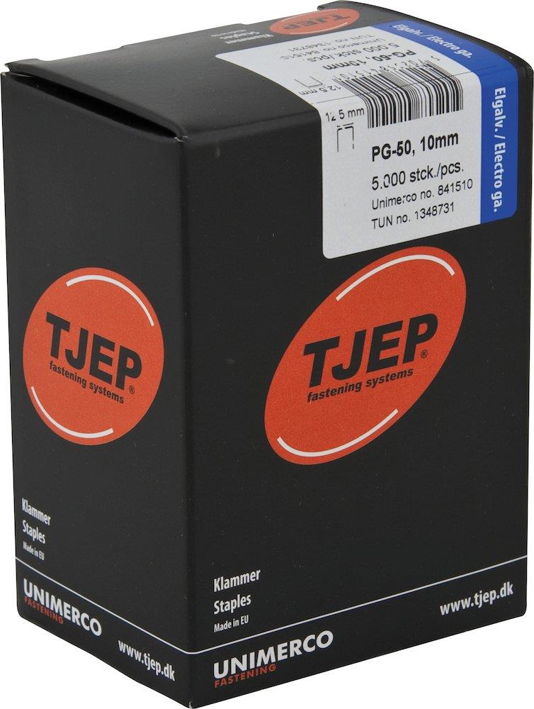 Tjep PG-50 Staple Gun Clips, Electro-Galvanised - 8 x 12.4 mm, 7000 pcs