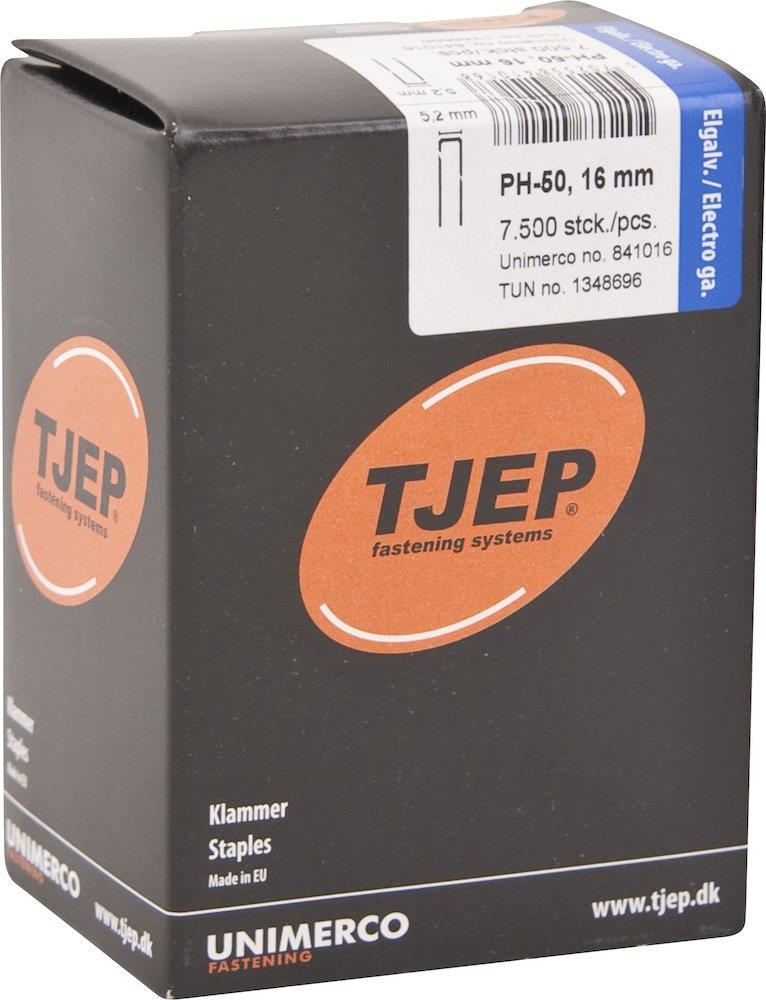 Tjep PH-50 Staple Clips Electro-Galvanised - 16 x 5.2 mm, 7500 pcs