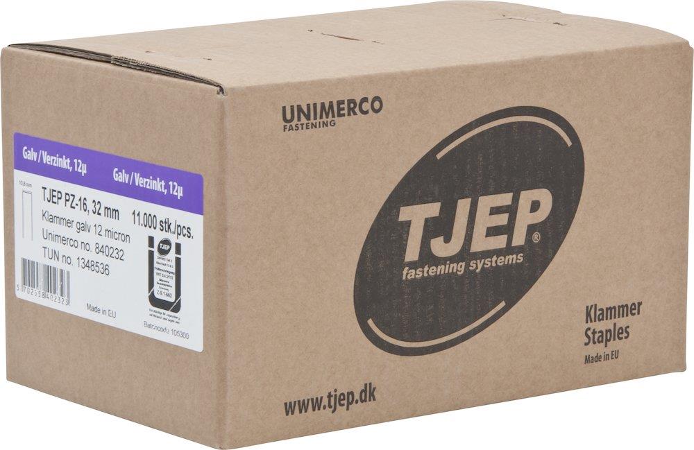 Tjep PZ-16 Clamp with adhesive - 32mm, 10.8mm, 11000 pcs, electro-galvanised