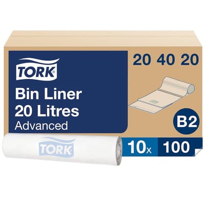 Tork B2 204020 Waste Bag white - 580mm, 530mm, 20L, 50MY, LDPE, 100PCS