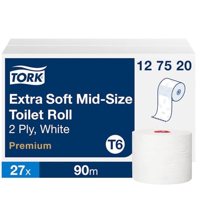 Tork Compact roll Toilet Paper white - 9.9cm, 90M, 27PCS, 2PCS, T6