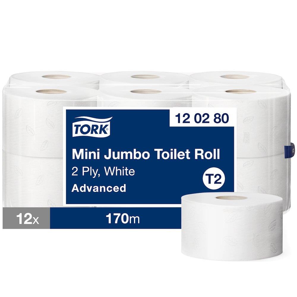 Tork Mini Jumbo Toilet Paper white - 9.4cm, 170M, 12PCS, 2PCS, T2