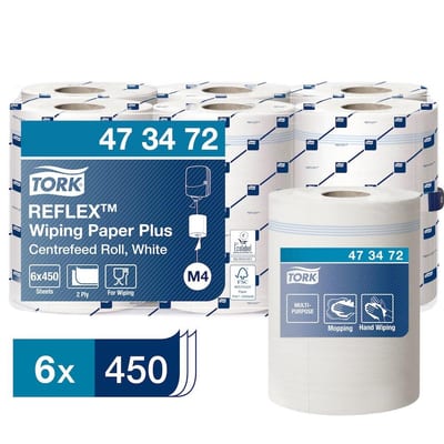 Tork Reflex 473242 Allround Paper white - 19cm, 19cm, 150.8M, 2PCS, 6PCS