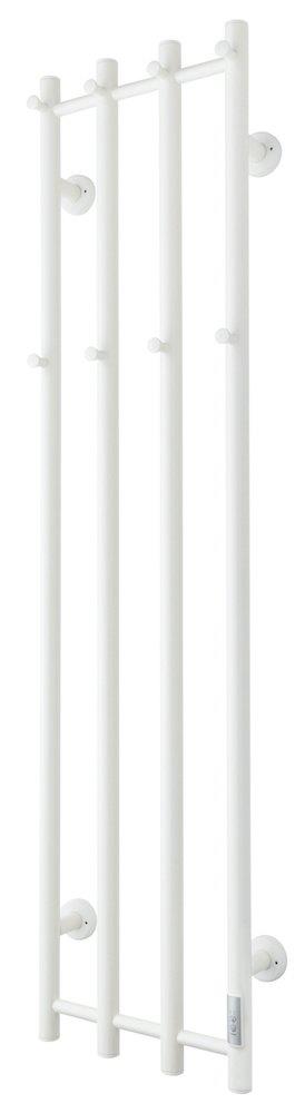 TVS Eldo towel warmer, 345 x 1400 mm, electric heating, white, vertical round pipes