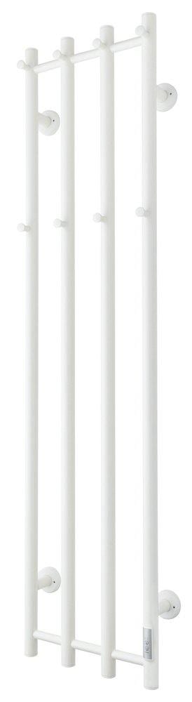 TVS Eldo towel warmer, 345 x 1400 mm, electric heating, white, vertical round pipes