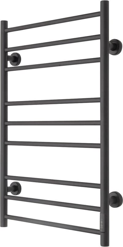 TVS Eldo Electric Towel Warmer Black 530mm 860mm Horizontal Round Pipes 9pcs