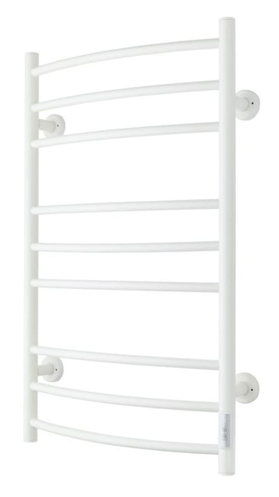 TVS Eldo towel warmer - 530mm, 860mm, electric heating, white, horizontal pipe, curved, round pipe, 9pcs