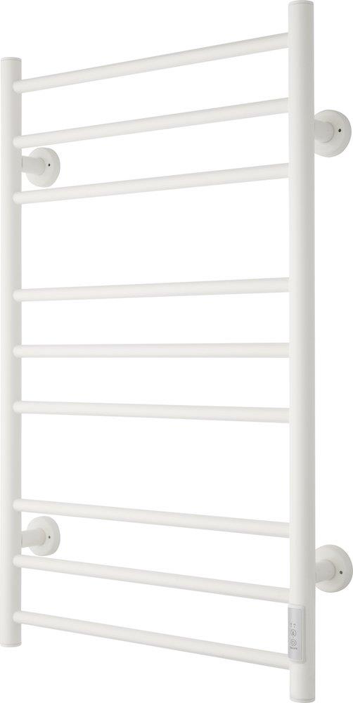 TVS Eldo towel warmer - 530 x 860 mm, electric heating, white, horizontal round pipes