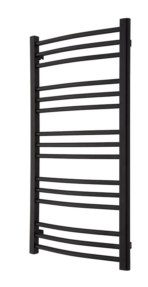 TVS Nemo Towel Warmer - 510 mm x 990 mm, central/district/electric heating, black, curved horizontal round pipe, 15 pcs