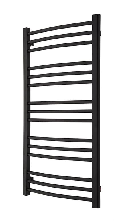 TVS Nemo Towel Warmer - 510 mm x 990 mm, central/district/electric heating, black, curved horizontal round pipe, 15 pcs