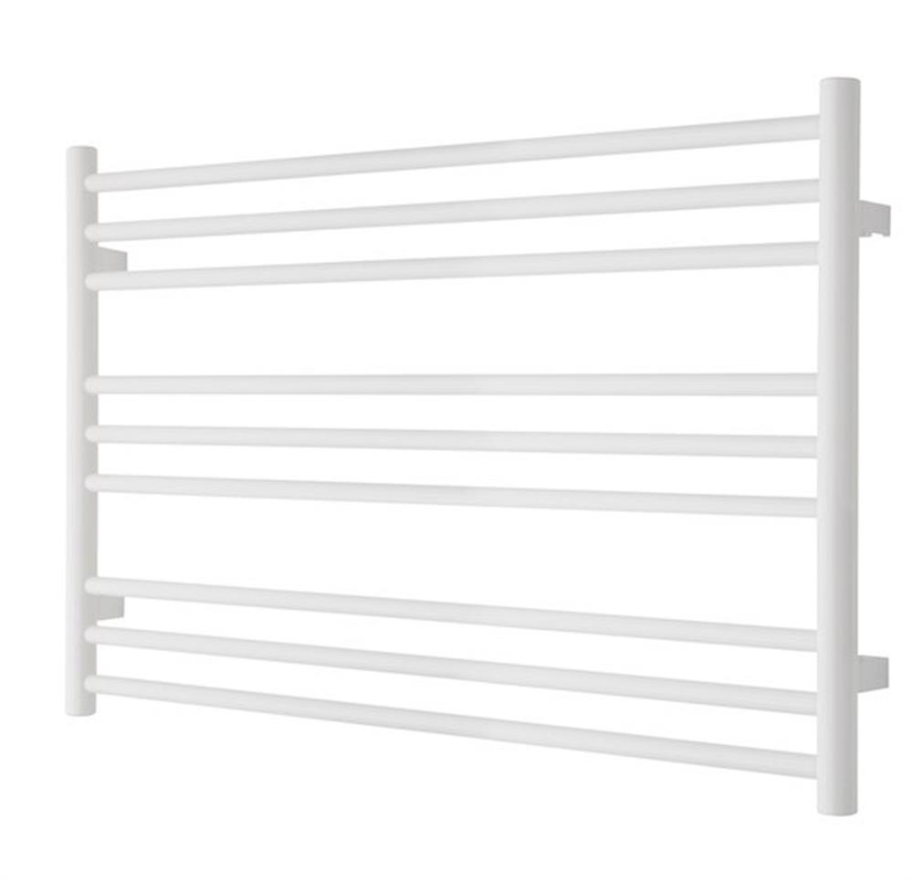 TVS Pivo Towel Warmer 1000 x 590 mm - Central / District / Electric Heating, White, 9 Round Horizontal Pipes