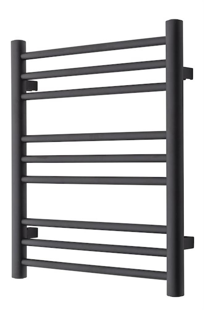 TVS Pivo Towel Warmer Black 500 x 590 mm, Flat Horizontal Round Pipes