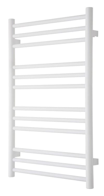 TVS Pivo Towel Warmer - 500 x 785mm, Combi (Central/District/Electric), White, 12 Horizontal Round Pipes