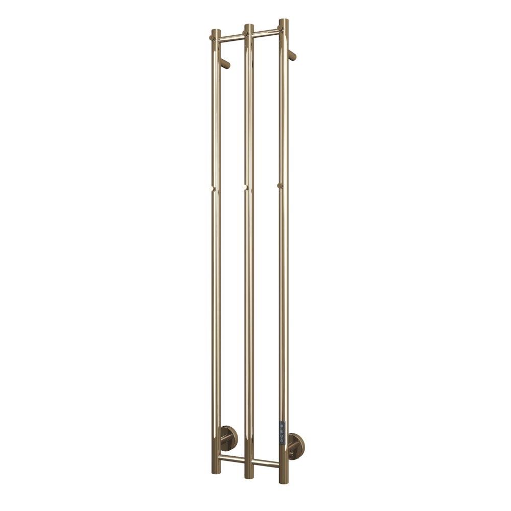 TVS Plus Towel Warmer Gold 280 x 1500mm Electric Heating Vertical Round Pipes