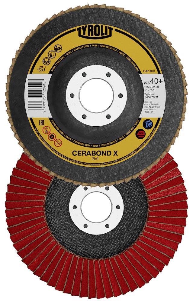 Tyrolit Cerabond X Flap Disc 27A Conical - 22.23mm, 125mm, 60, Stainless steel, Ceramic aluminium oxide